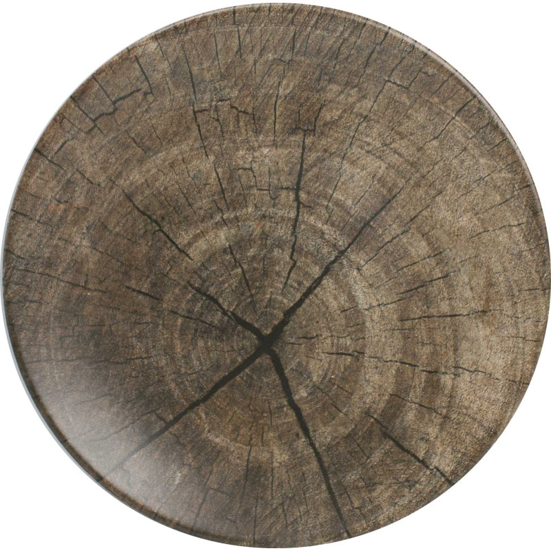 Petite assiette en ceramique "Raclette Party" rendu bois diam 20 cm