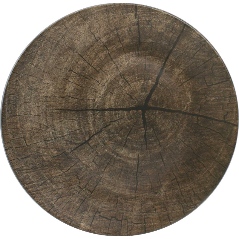 Grande assiette en ceramique "Raclette Party" rendu bois diam 26 cm