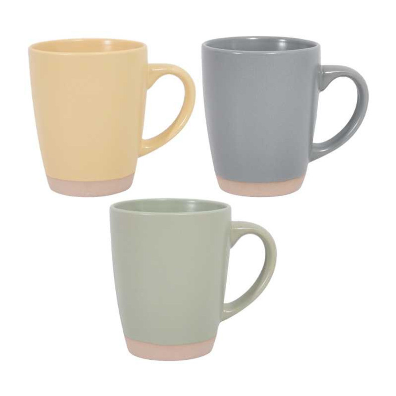 Mug "Eslov" 360 ml en ceramique mat finition brute - couleurs : gris souris, vert eau, jaune paille- Ardtime