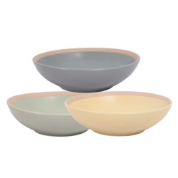 Assiette creuse "Eslov"diam 20 cm en ceramique mat finition brute - 3 couleurs : gris souris, vert eau, jaune paille- Ardtime
