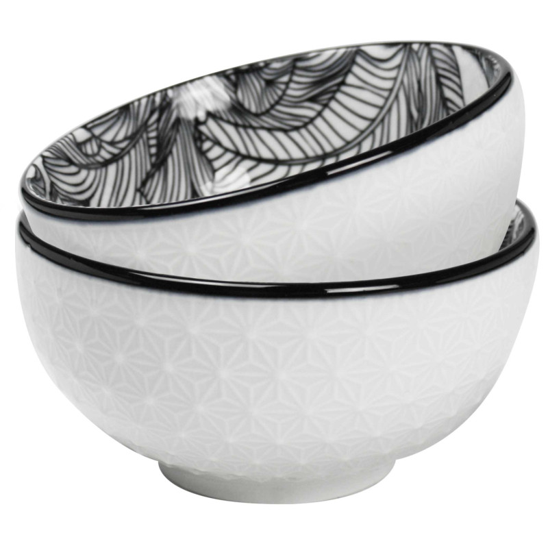 Bol 250 ml en porcelaine "Kusamba"- Diam 11 x 5,5 cm - 6 Designs panaches- Ardtime