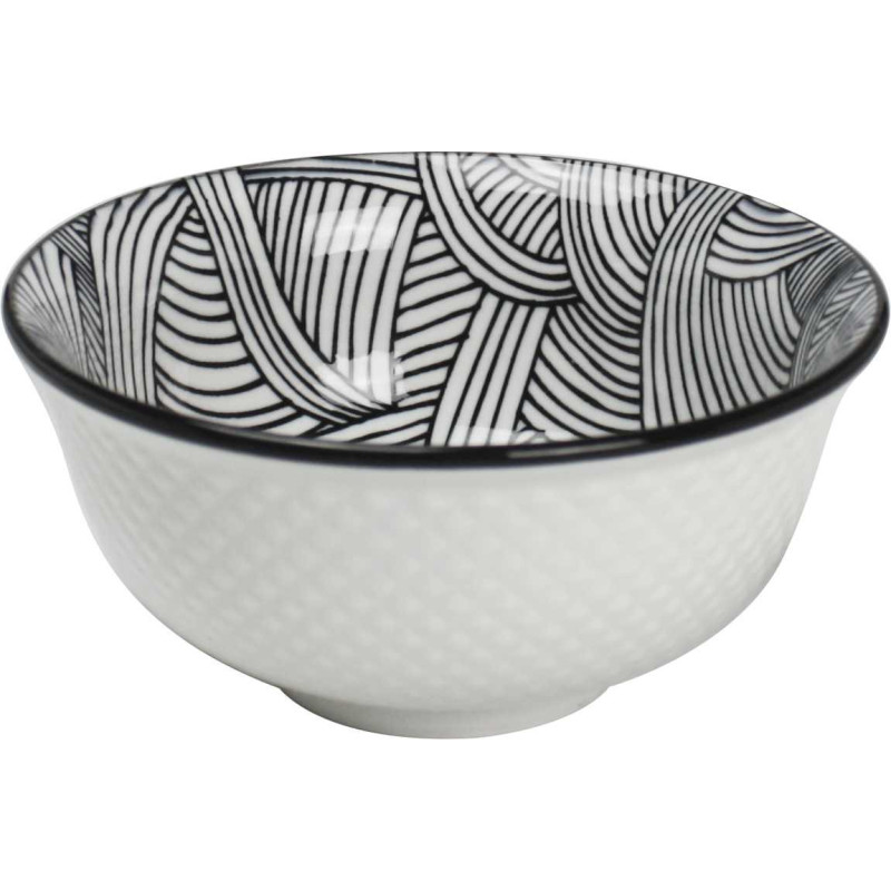 Bol forme asiatique moyen  modele en porcelaine "Kusamba"- Diam 12,2 x 5,9 cm - 6 Designs panaches- Ardtime