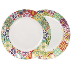 Grande assiette "Zellig" en ceramique Diam 26,5  - 2 designs panaches