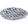Assiette a dessert "Indigo Mood" en ceramique Diam 21 x h 2,20 cm - 1 design blanc et quadrillage bleu - A Creation