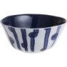 Bol 16 cm "Indigo Mood" en ceramique - 1 design blanc et rayures interieur bleu - A Creation