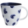 Mug avec anse "Indigo Mood" en ceramique 375 ml Dim. 9,8 x 9,7 x h 12,5 cm - 1 design blanc et pois bleu - A Creation