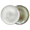 Petite assiette en gres "Cirk" Diam 21 cm - 2 Coloris panaches : blanc- gris / vert-marron- A Creation