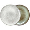 Grande assiette en gres "Cirk" Diam 27 cm - 2 Coloris panaches : blanc- gris / vert-marron - A Creation