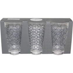 Set de 3 verres "Slow" 305 ml - dim 7,8 x 12,5 cm - 3 Designs panaches- Ardtime