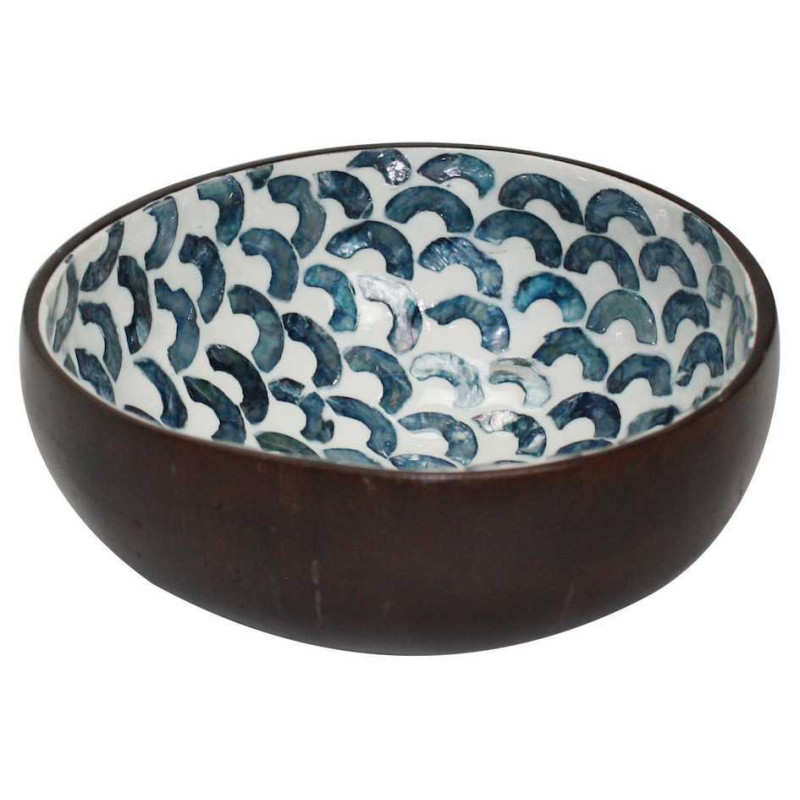 Coupelle "Nami" en noix de coco avec interieur laque imprime diam 13.5 x H 3.5 cm - 1 design- Ardt'ime
