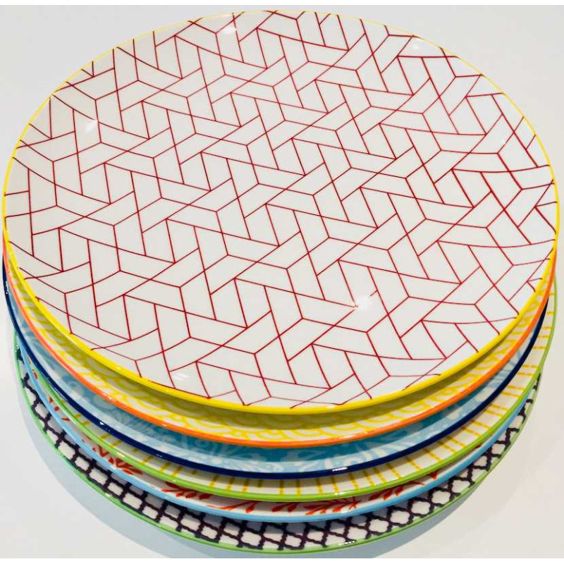 Grande assiette  "IKOMA" en porcelaine - 6 designs panaches - diam 26 x 2,6 cm - Ard'time