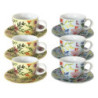 Tasse a expresso + sous tasse ""Flowers" 2 coloris panaches jaune/bleu- porcelaine-Dim 9x6x5 cm - 80 ml Ard'time