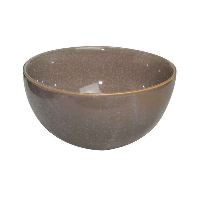 Saladier rond "Kubikolor" 2300 mL - diam 22,5 x h 12 cm - en ceramique email reactif - 1 colori  taupe - A creation