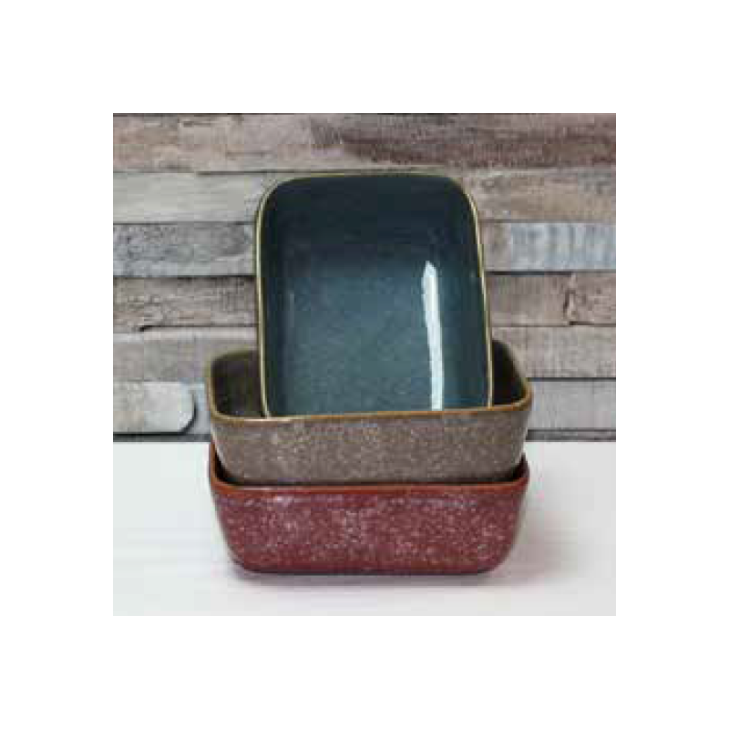 Coupe "Kubikolor" 425mL - 10,5x14,5x5cm - en ceramique email reactif - 3 coloris panaches rose, bleu et taupe - A creation