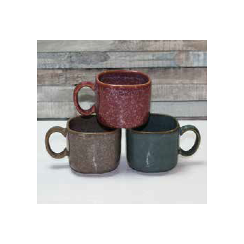 Tasse aÊ cafe "Kubikolor" 200 mL - dim 6,5 x 7,5 x 10,5 cm - en ceramique email reactif coloris rose, bleu, taupe - A creation