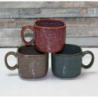 Tasse aÊ cafe "Kubikolor" 200 mL - dim 6,5 x 7,5 x 10,5 cm - en ceramique email reactif coloris rose, bleu, taupe - A creation