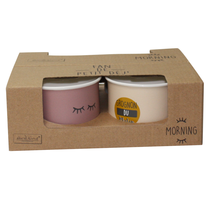 Lot de 4 tasses 160mL "Morning" diam 7,9 x H 5,8cm - boite craft 4 designs panaches - Ard'time