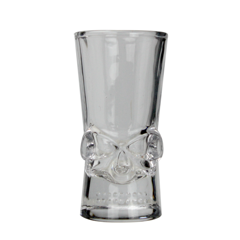 Lot de 3 shots tete de mort en verre H 9cm diam 4,5 cm - 5cL - boite couleur Casa Paulo - Ard'time