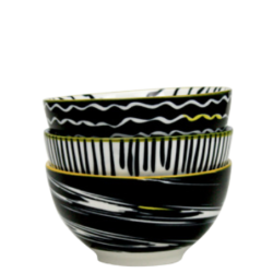 Bol 350ML - 12,4  x 6 CM - Collection "Kuroko" - Designs panaches blanc et noir - Val&time