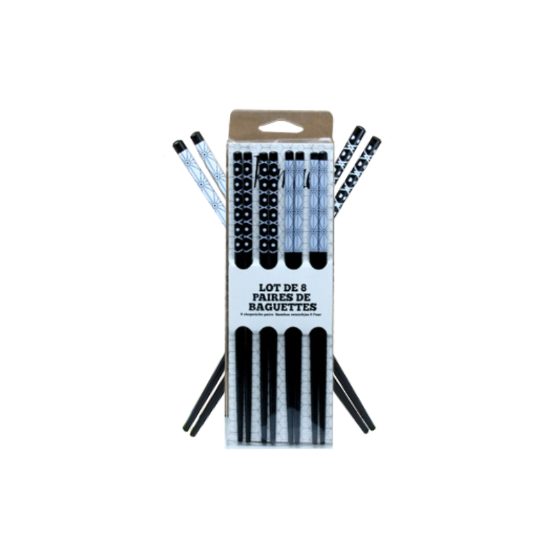 LOT DE 8 PAIRES DE BAGUETTES 22,5CM EN BAMBOU KOMAE ARD'TIME KOBAG