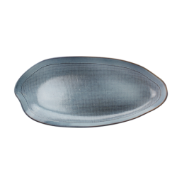 Plateau ovale "Koro" en ceramique 30x14,3x2,7cm - 3 coloris panaches bleu / taupe et gris - Val&Time