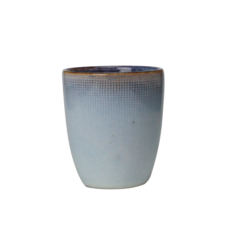 Cup 200mL "Koro" en ceramique diam 7,4 x H 8,7cm - 3 coloris panaches bleu / taupe et gris - Val&Time
