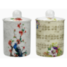 Boite "Ozio" en porcelaine grand modele 650ml - diam 10 * h 16 cm - 4 designs panaches - Ard'time