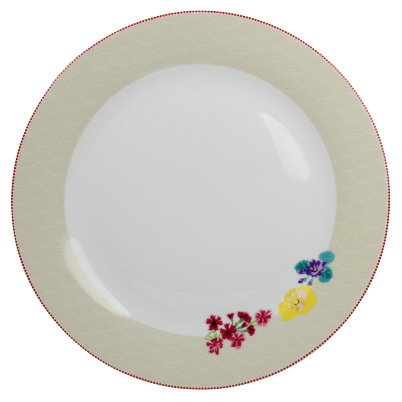 Assiette "Ozio" en porcelaine diam 27 cm - 2 designs panaches Fleurs - Ard'time