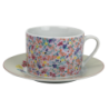 Tasse a the avec sous tasse "Ozio" 220 ml - Tasse : 11*8,6*6cm - Soucoupe : 15,4x1,6cm - 6 designs panaches Fleurs- Ard'time