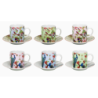 Tasse a cafe avec sous tasse "Ozio" 100 ml - Tasse : 7,7x5,5x6cm 6 designs panaches Oiseaux et Paons - Ard'time