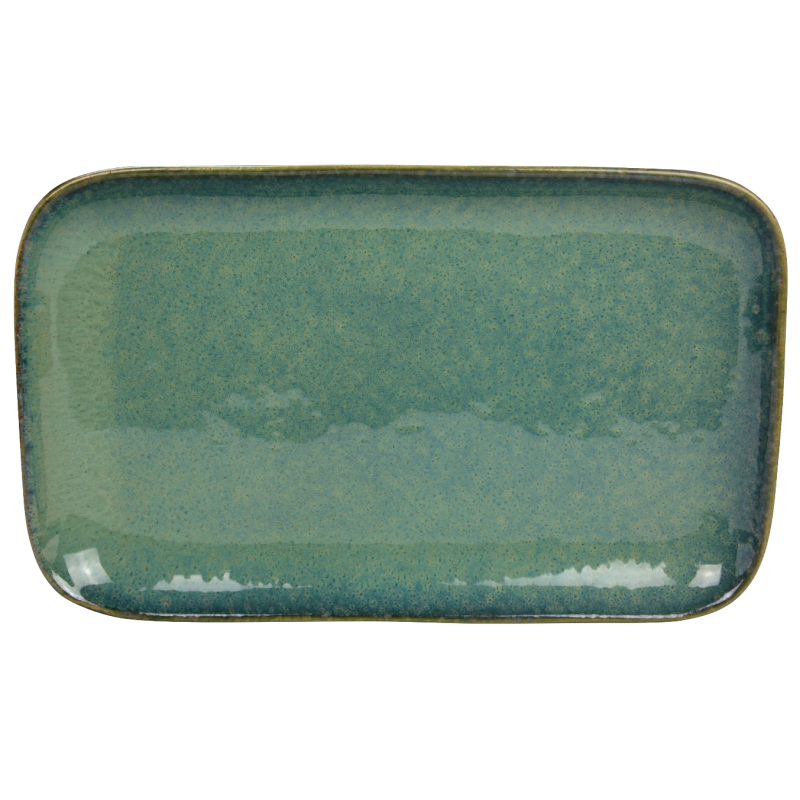 Plat "Kubik"- 24x14,8x2cm - en ceramique email reactif - 3 coloris panaches violet, bleu et kaki - A creation