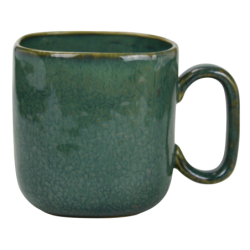 Mug "Kubik" 550mL - dim 13 x 9,8 x 9,8 cm - en ceramique email reactif - 3 coloris panaches violet, bleu et kaki - A creation