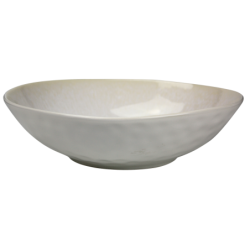 Saladier diam 26cm x H. 7cm en ceramique email reactif - 2 coloris panaches bleu et creme - collection "Nacre" - A creation