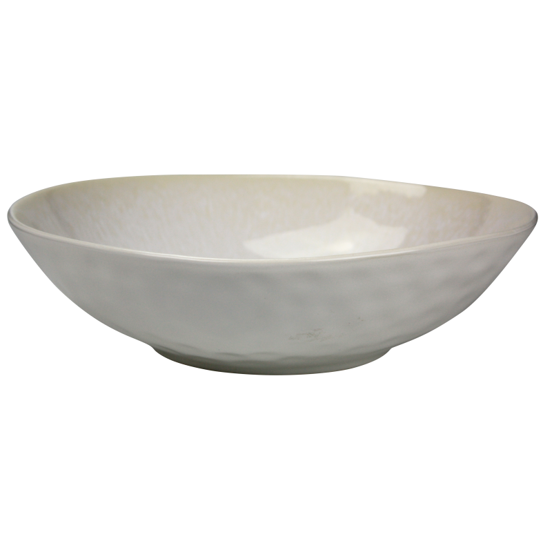 Saladier diam 26cm x H. 7cm en ceramique email reactif - 2 coloris panaches bleu et creme - collection "Nacre" - A creation