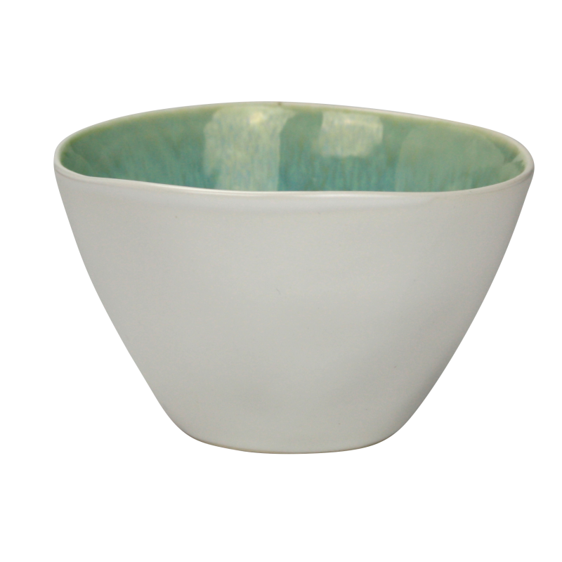 Bol PM diam 11cm x H. 6,5cm en ceramique email reactif - 260 ml - 2 coloris panaches bleu et creme "Nacre" A creation