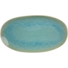 Plat oval 29,6x16,4x3,3cm en ceramique email reactif - 2 coloris panaches bleu et creme - collection "Nacre" - A creation