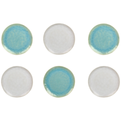 Assiette aÊ dessert "Nacre" diam 20,2cm x H. 2cm en ceramique email reactif - 2 coloris panaches bleu et creme -  A creation