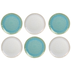 Assiette "Nacre" diam 27,7cm x H. 2cm en ceramique email reactif - 2 coloris panaches bleu et creme - A creation