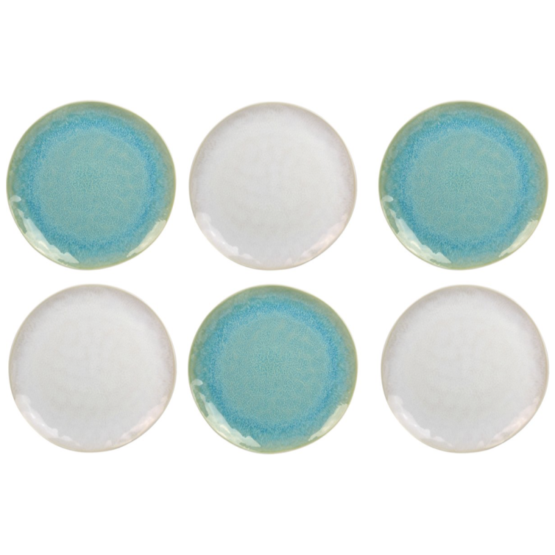 Assiette "Nacre" diam 27,7cm x H. 2cm en ceramique email reactif - 2 coloris panaches bleu et creme - A creation