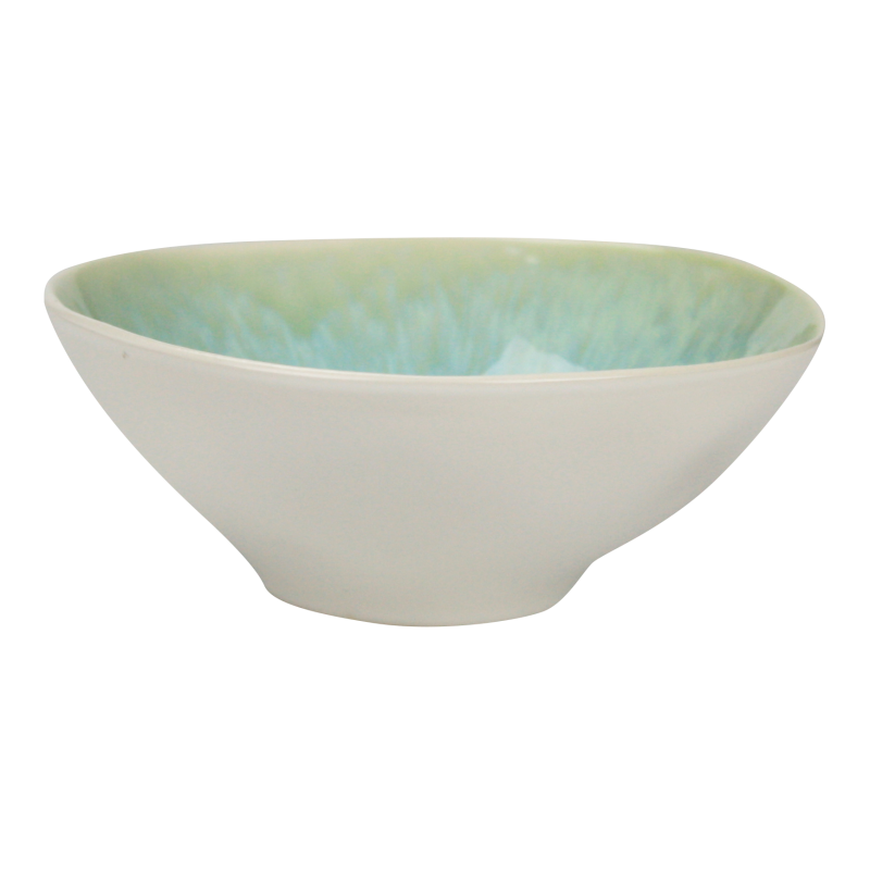 Coupelle diam 11,6cm x H. 4,5cm en ceramique email reactif - 140 ml - 2 coloris panaches bleu et creme "Nacre" A creation