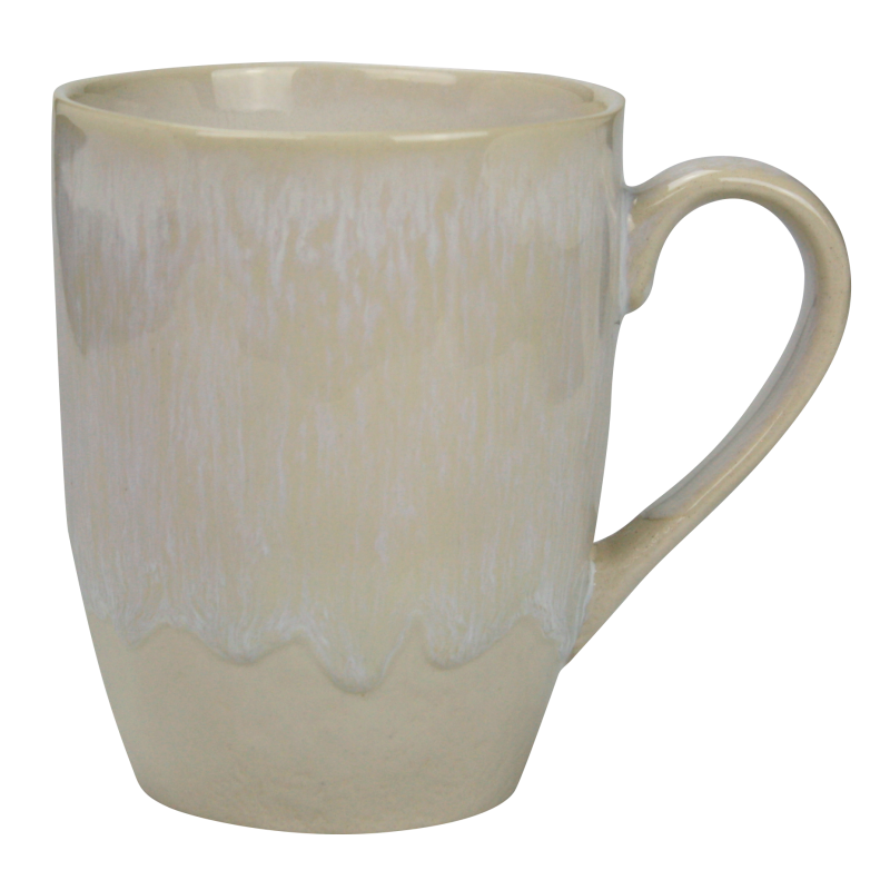 Mug diam 8,4cm x H. 10,5cm en ceramique email reactif - 330 ml - 2 coloris panaches bleu et creme "Nacre"  A creation