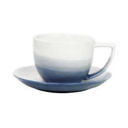 Tasse a cafe 150 ml + soucoupe - 14,5 x 14 x 7,2 cm - porcelaine - Collection "Bleu comme Vosges" - A CREATION