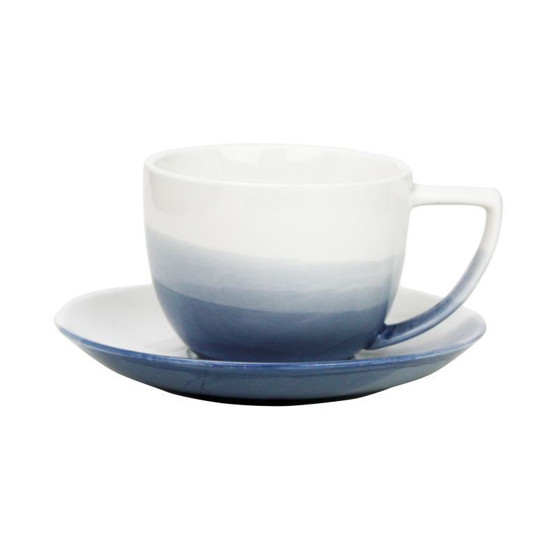 Tasse a cafe 150 ml + soucoupe - 14,5 x 14 x 7,2 cm - porcelaine - Collection "Bleu comme Vosges" - A CREATION