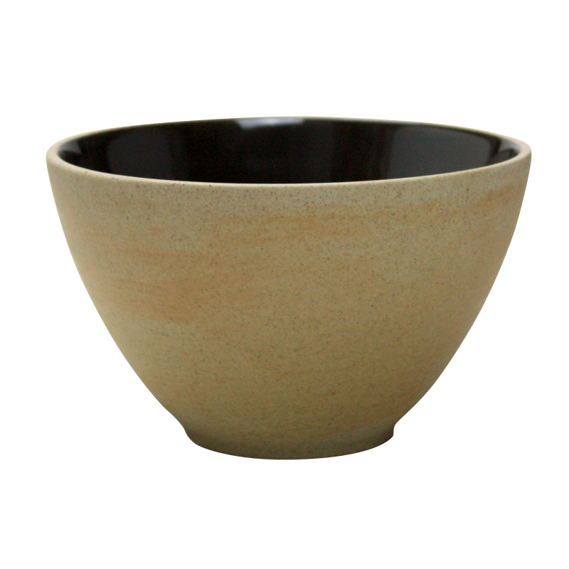 Bol large 700mL diam. 14,7 x H. 8,5 cm - bicolore sable/anthracite - collection sable en porcelaine - A creation