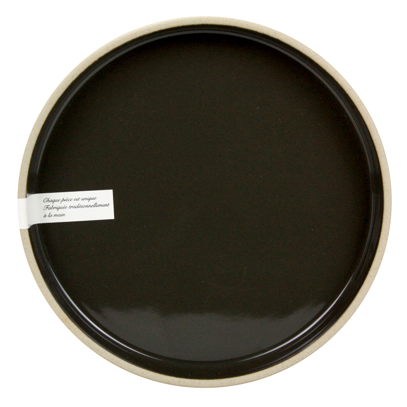 Assiette a rebord diam. 20,7 x H. 1,6 cm - bicolore sable/anthracite - collection sable en porcelaine - A creation