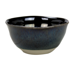 Bol haut Oxyd' en ceramique email reactif - diam 15,3cm H. 7,3cm - 2 coloris panaches bleu et gres - A creation