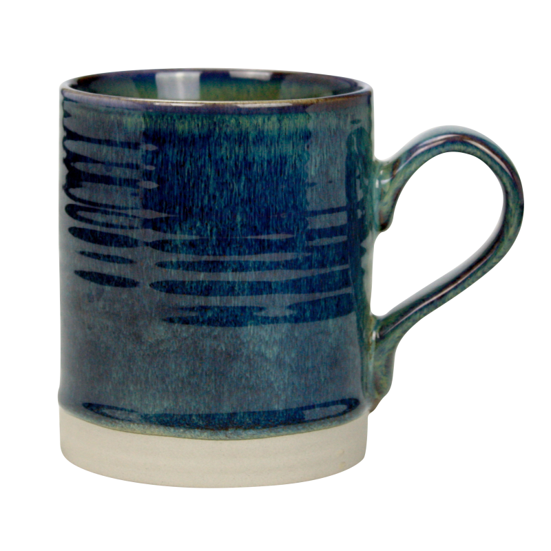 Mug droit 50cL Oxyd' en ceramique email reactif - 10,9x8,9x12,3cm - 2 coloris panaches bleu et gres - A creation