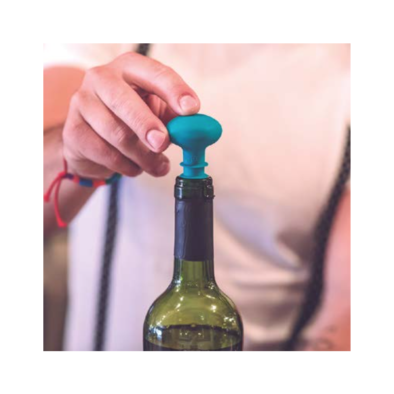 BOUCHON DE BOUTEILLE DE VIN EN SILICONE TURQUOISE "MAID" VIGAR 8629