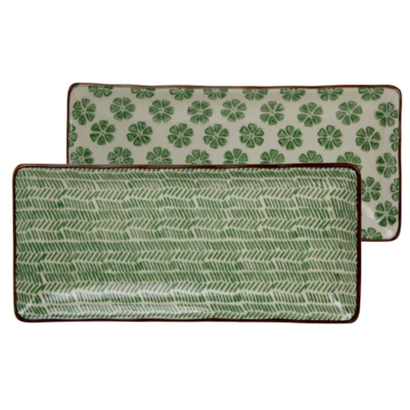Plateau rectangulaire "Garden" 24x11x2,5CM  -  8 designs panaches : 4 floraux et 4 graphiques Ard'time
