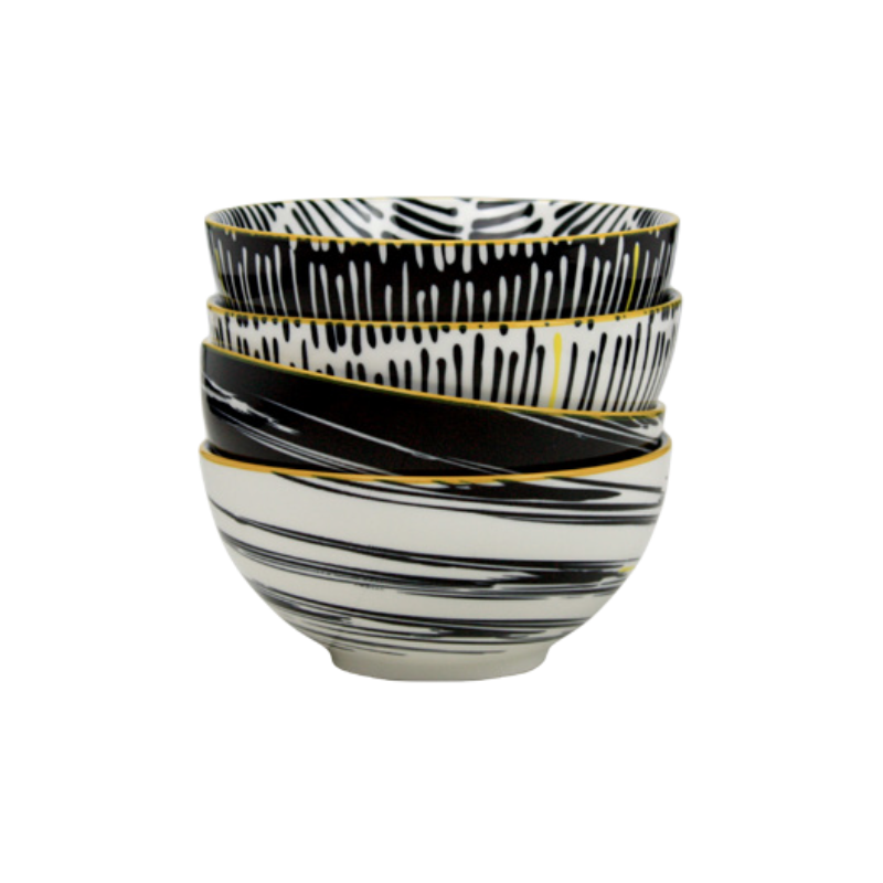 Bol 1000 ML - 17,8 x 7,8 CM - Collection "Kuroko" - Designs panaches blanc et noir - Val&time